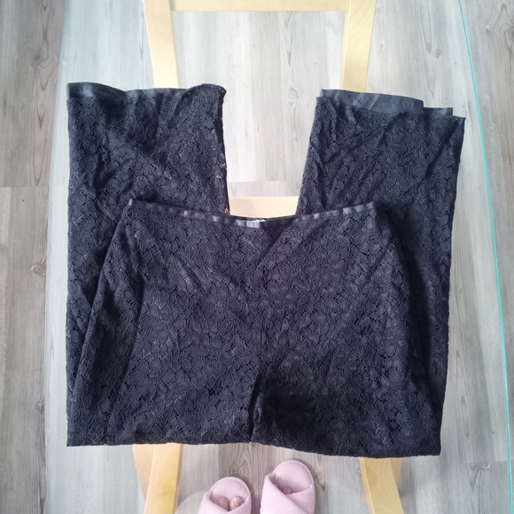 Chic Black Lace Wide Leg Pants - Picture 1 of 5